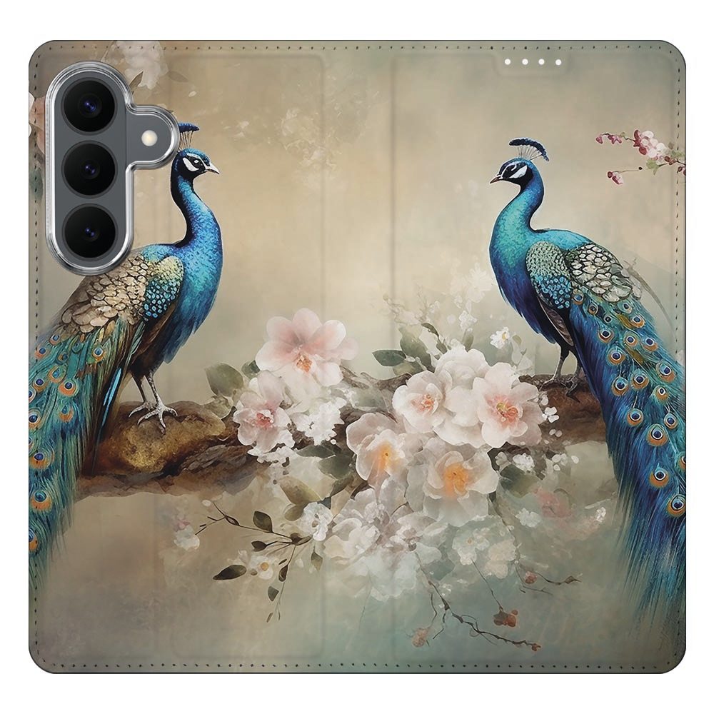 Samsung Galaxy S26 FE boekhoesje Vintage Pauwen met pasjesvak