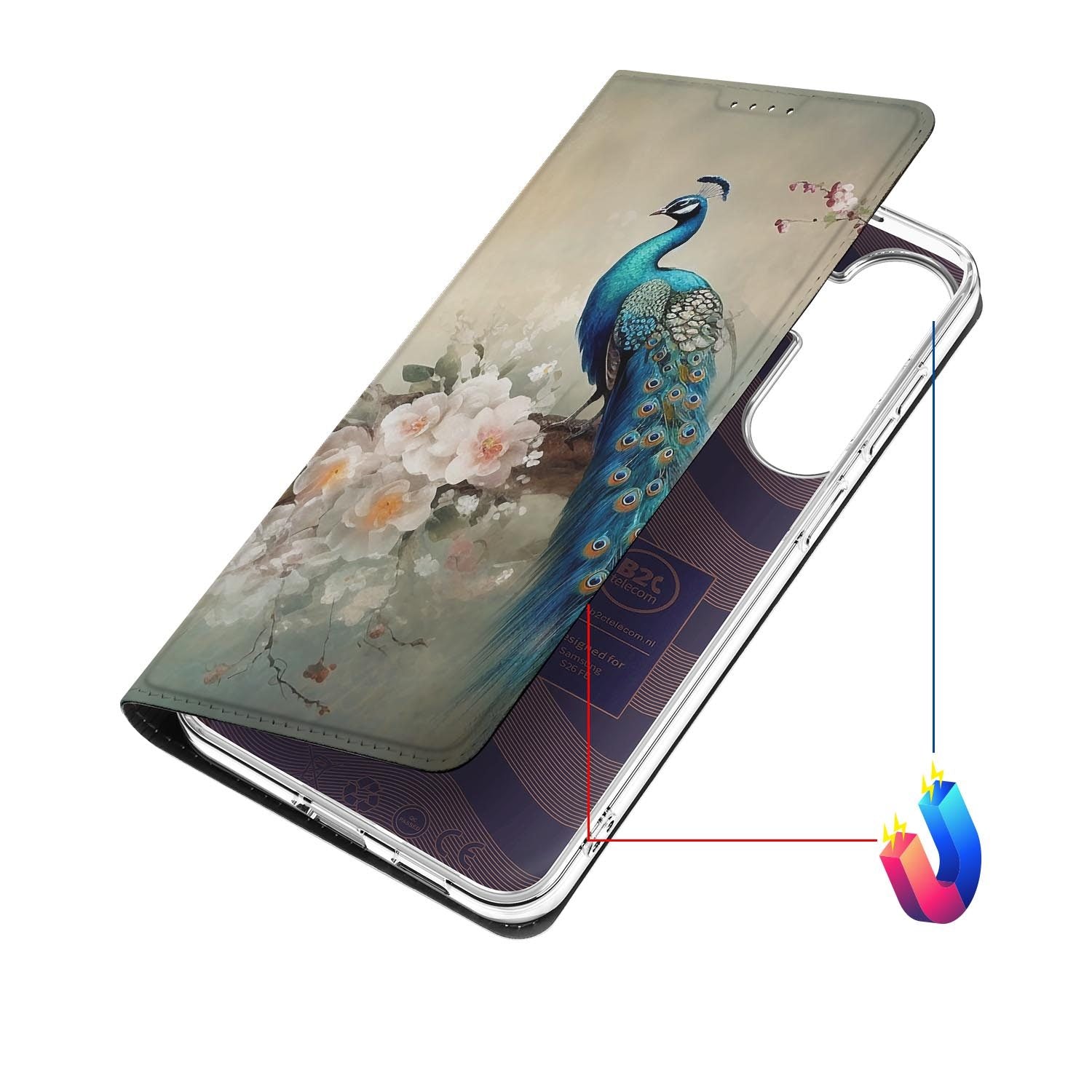 Samsung Galaxy S26 FE hoesje Vintage Pauwen met magneetsluiting