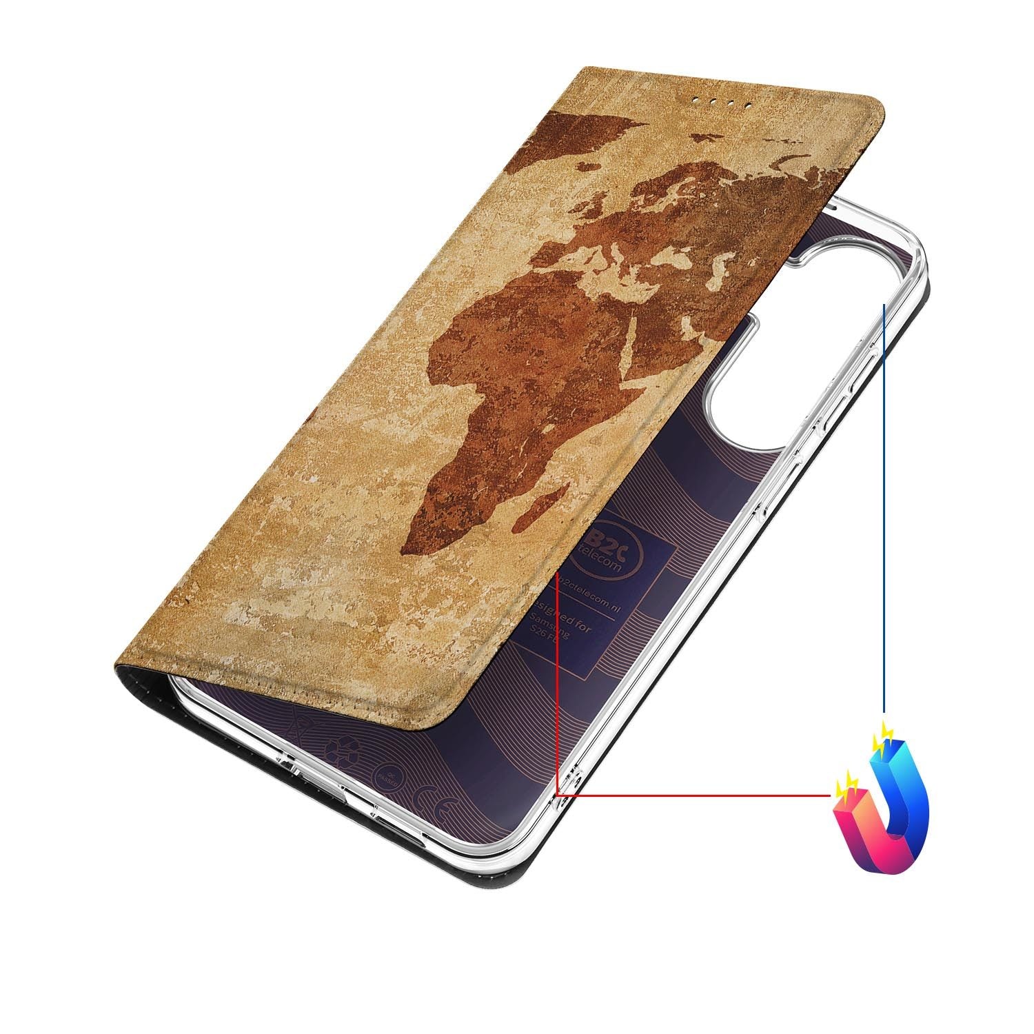 Samsung Galaxy S26 FE hoesje Wereldkaart met magneetsluiting