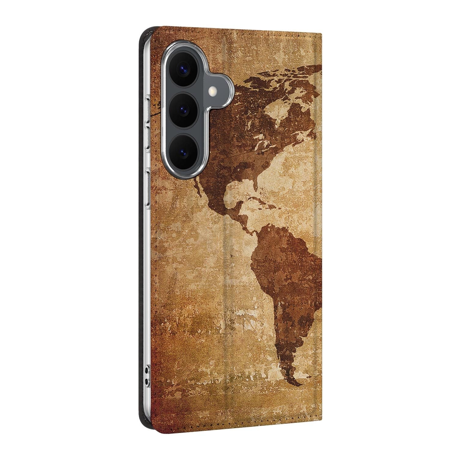Samsung Galaxy S26 FE standcase Wereldkaart, bescherming voor- en achterkant