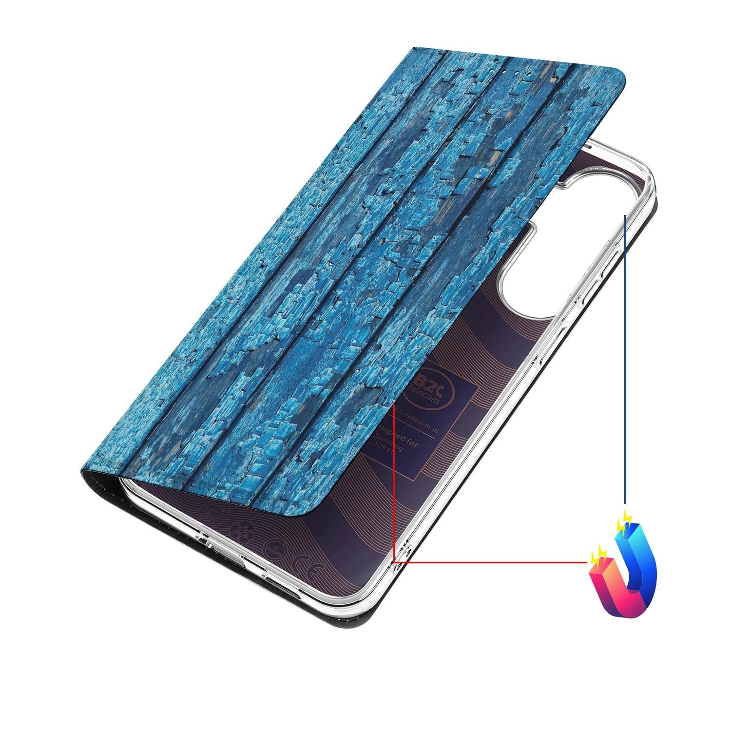 Samsung Galaxy S26 FE hoesje Wood Blue met magneetsluiting