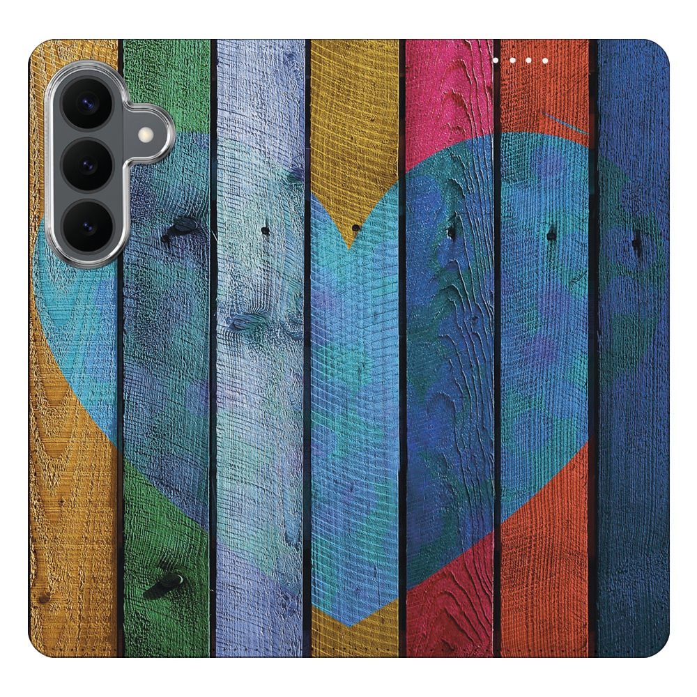 Samsung Galaxy S26 FE boekhoesje Wood Heart met pasjesvak