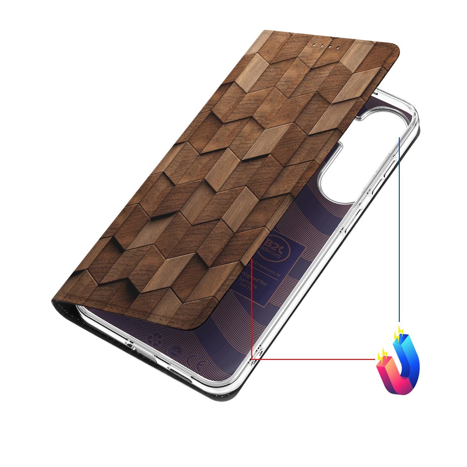 Samsung Galaxy S26 FE hoesje Wooden Cubes met magneetsluiting