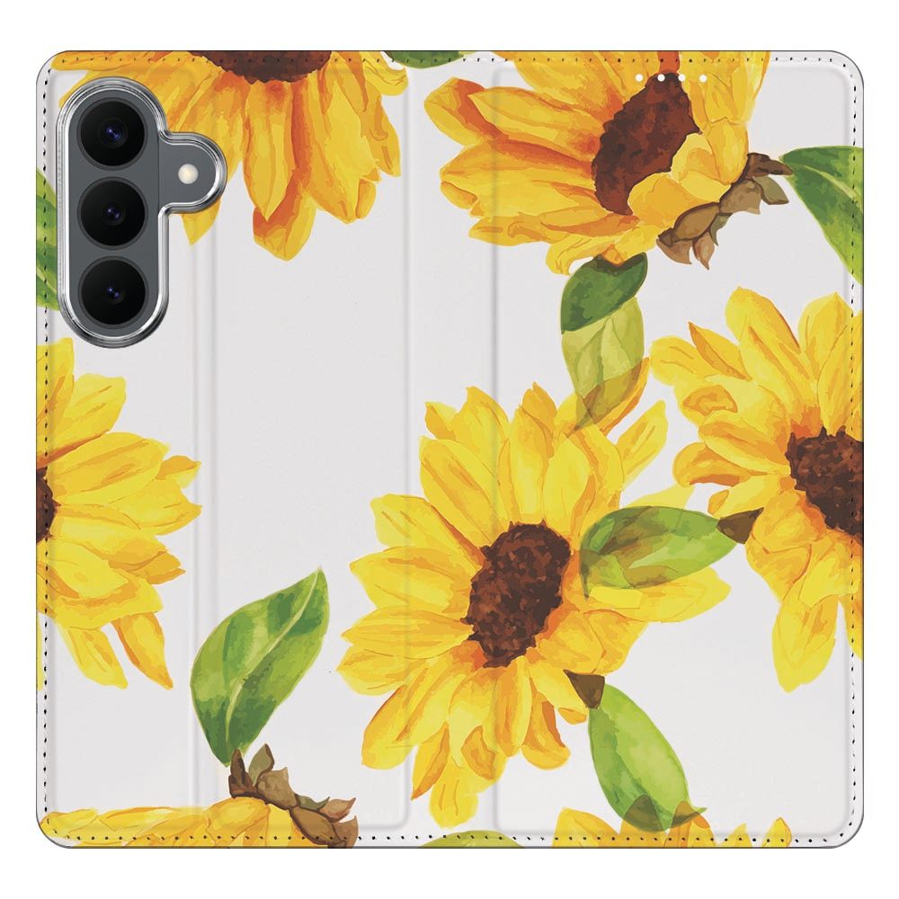 Samsung Galaxy S26 FE boekhoesje Zonnebloemen met pasjesvak