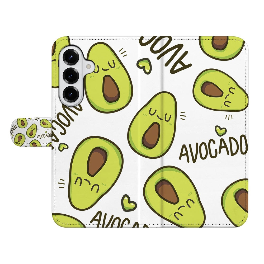 Book Case Samsung Galaxy S26 Plus Avocado Singing Groen Book Case Avocado Design Aanzicht voorzijde.