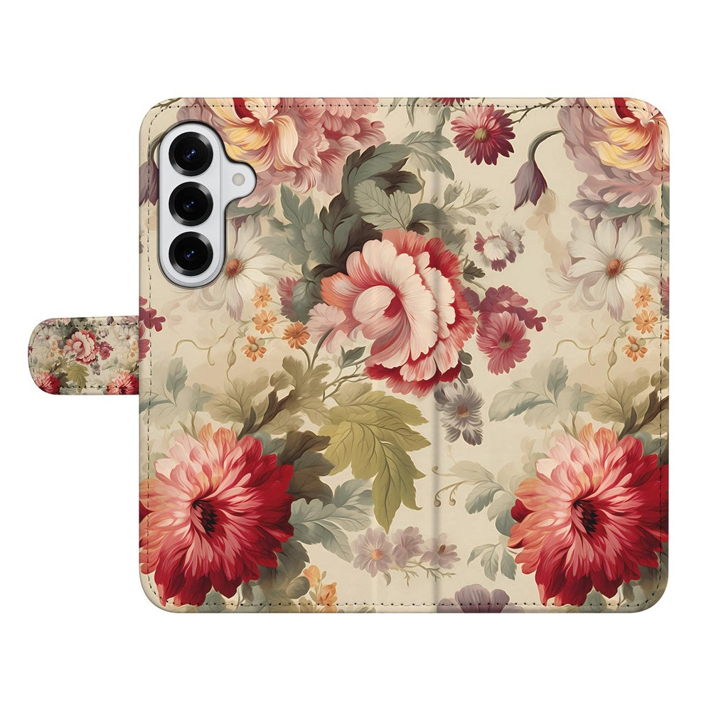 Samsung Galaxy S26 Plus Portemonnee Hoesje Bloemenprint Bovenaanzicht.