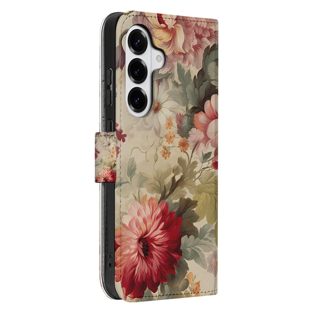 Samsung Galaxy S26 Plus Portemonnee Hoesje Bloemenprint Zijkant.