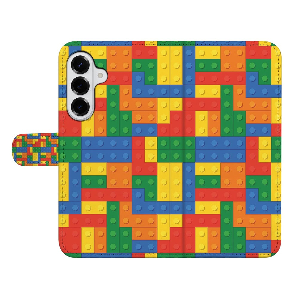 Samsung Galaxy S26 Plus Hoesje Blokken Design Book Case kleurrijk blokken ontwerp voorkant.