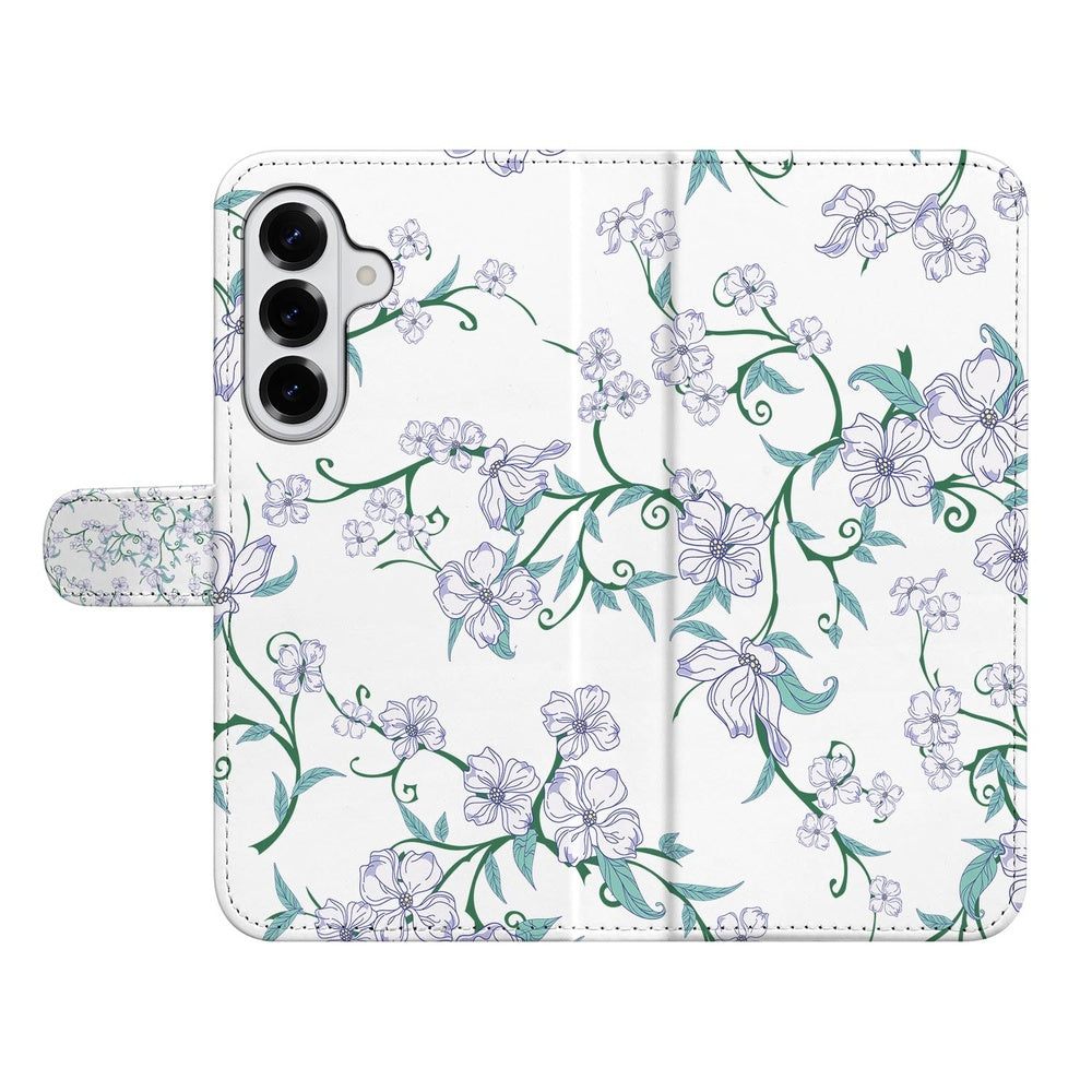 Samsung Galaxy S26 Plus Book Case Blossom White bloemenprint voorzijde.