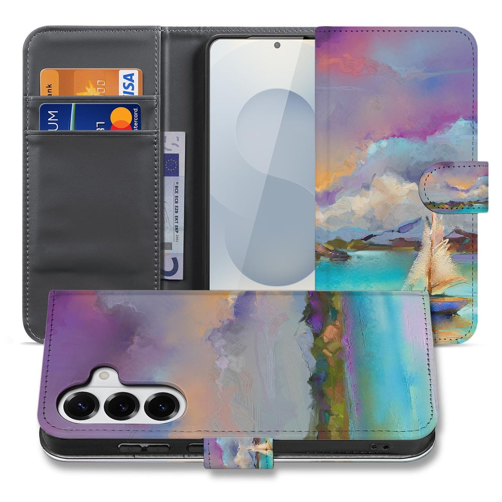 Samsung Galaxy S26 Plus Book Case Boot Motief waterverf design voorkant en binnenkant.