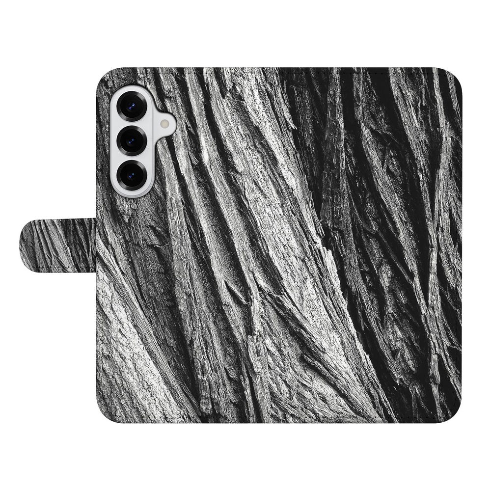 Samsung Galaxy S26 Plus Telefoonhoesje Boomschors Grijs Rustiek Aanzicht van de voorkant.