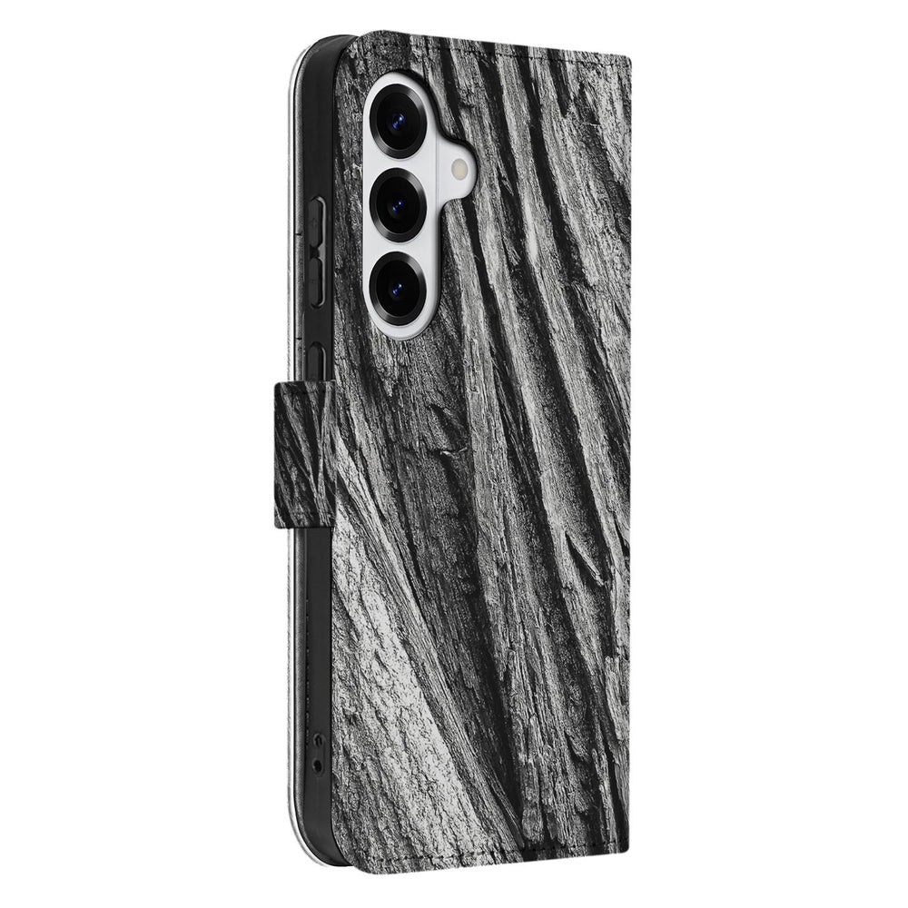 Samsung Galaxy S26 Plus Telefoonhoesje Boomschors Grijs Rustiek Aanzicht zijaanzicht.