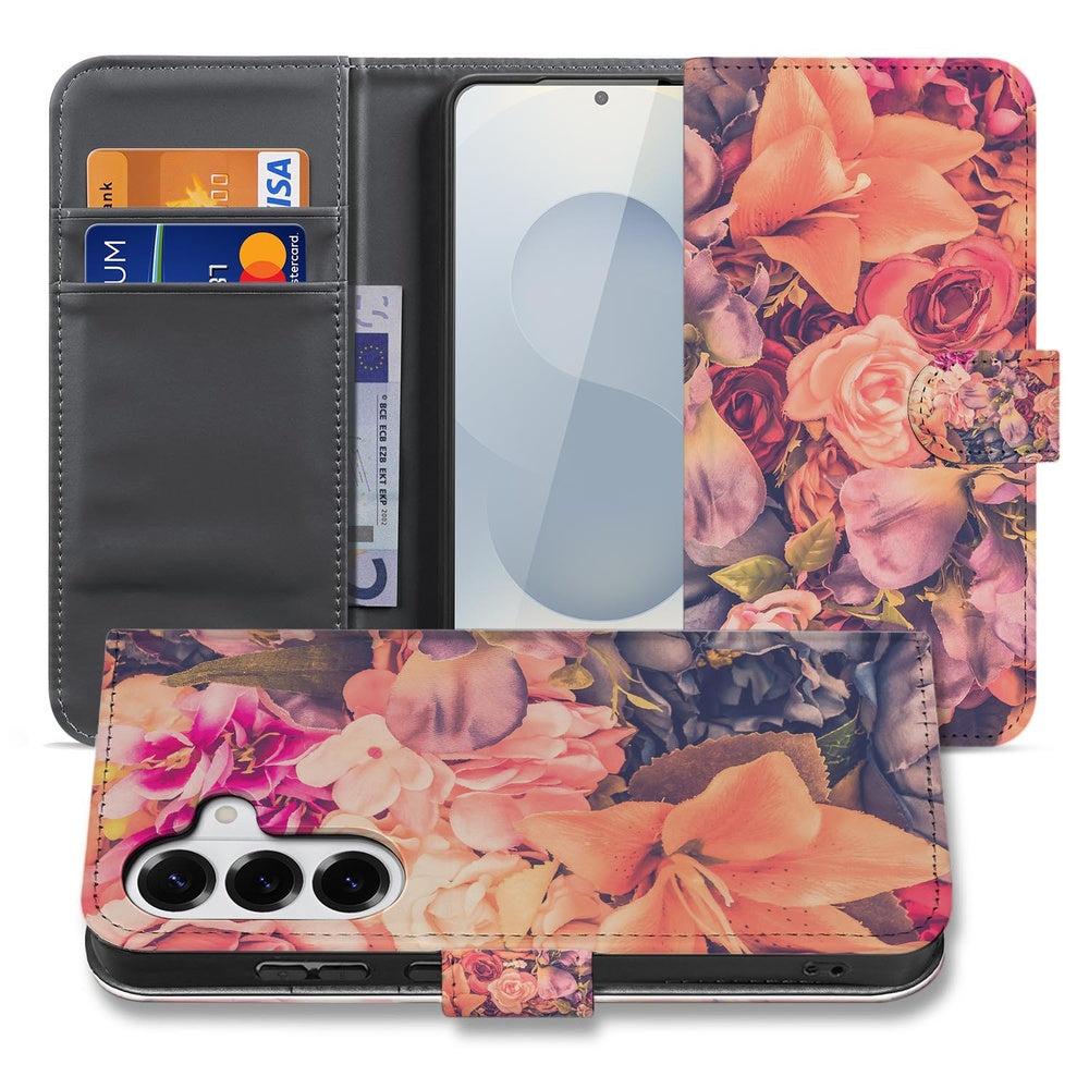 Samsung Galaxy S26 Plus Book Case Bosje Bloemen bloemenprint voorzijde.