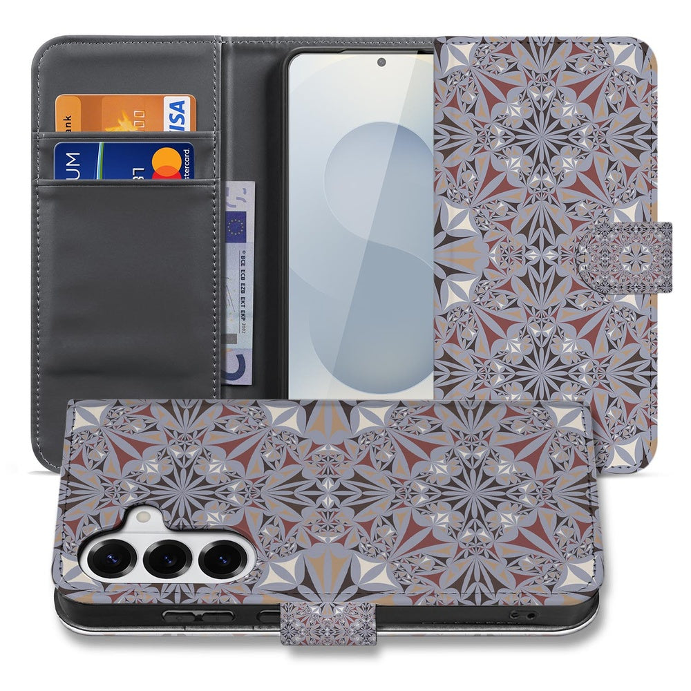 Samsung Galaxy S26 Plus Book Case Bloemenpatroon design natuurgetrouwe print uitzicht.