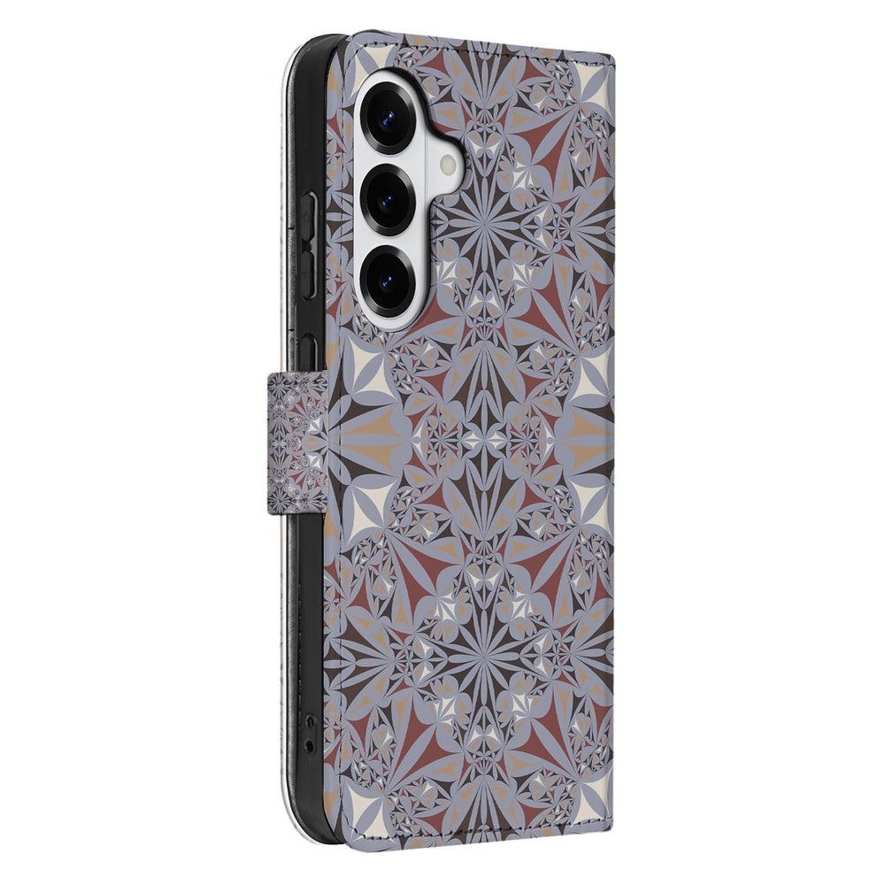 Samsung Galaxy S26 Plus Book Case Bloemenpatroon design achterkant met kleurrijke prints.