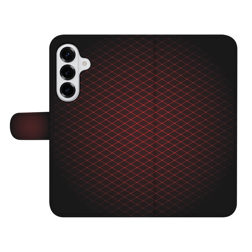 Samsung Galaxy S26 Plus Hoesje Bookcase Geruit Rood design met geometrisch patroon en magnetische sluiting.