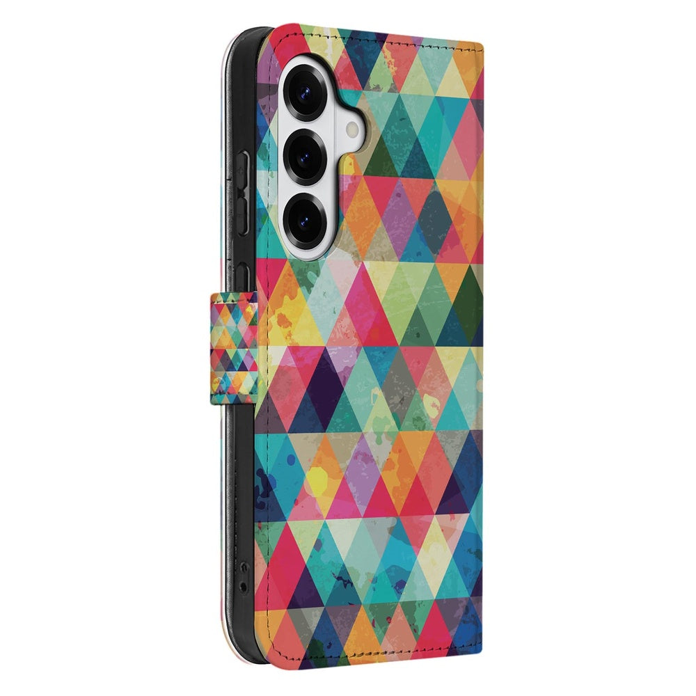 Samsung Galaxy S26 Plus Telefoonhoesje Geruit Kleurrijk ontwerp zijaanzicht.