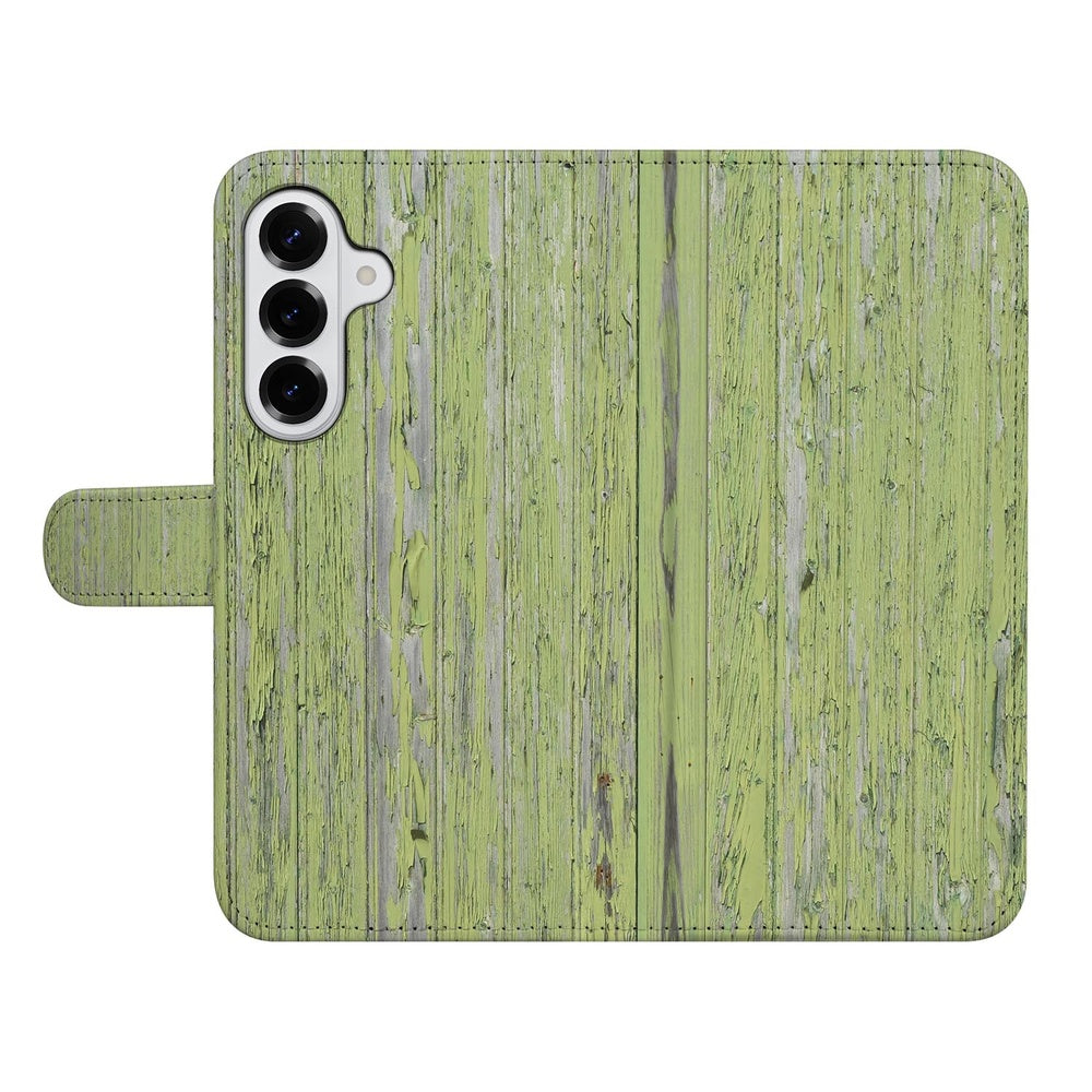 Samsung Galaxy S26 Plus Book Case Groen Houtnerf Achteraanzicht.