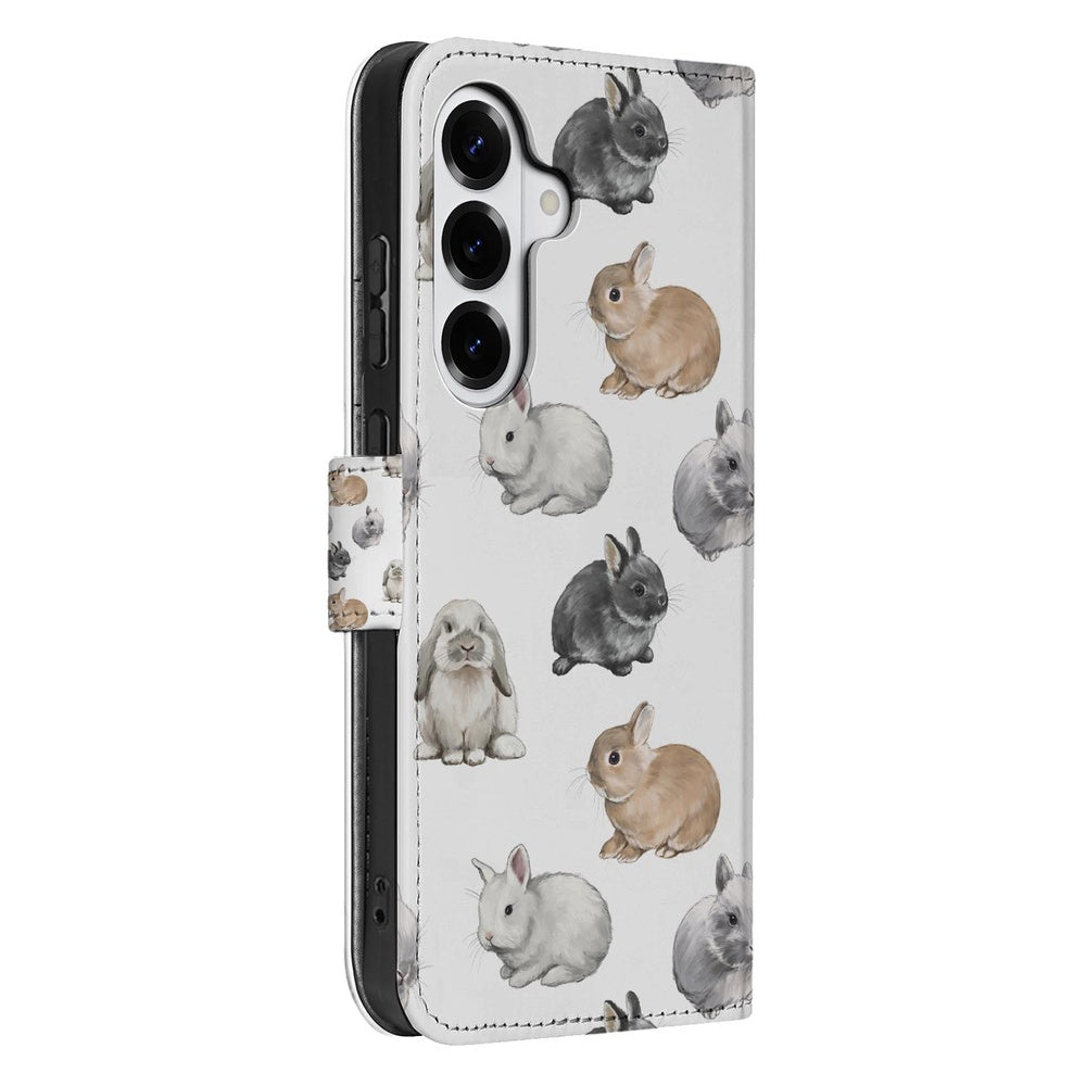 Samsung Galaxy S26 Plus Telefoonhoesje Met Pasjes Konijntjes zijaanzicht.