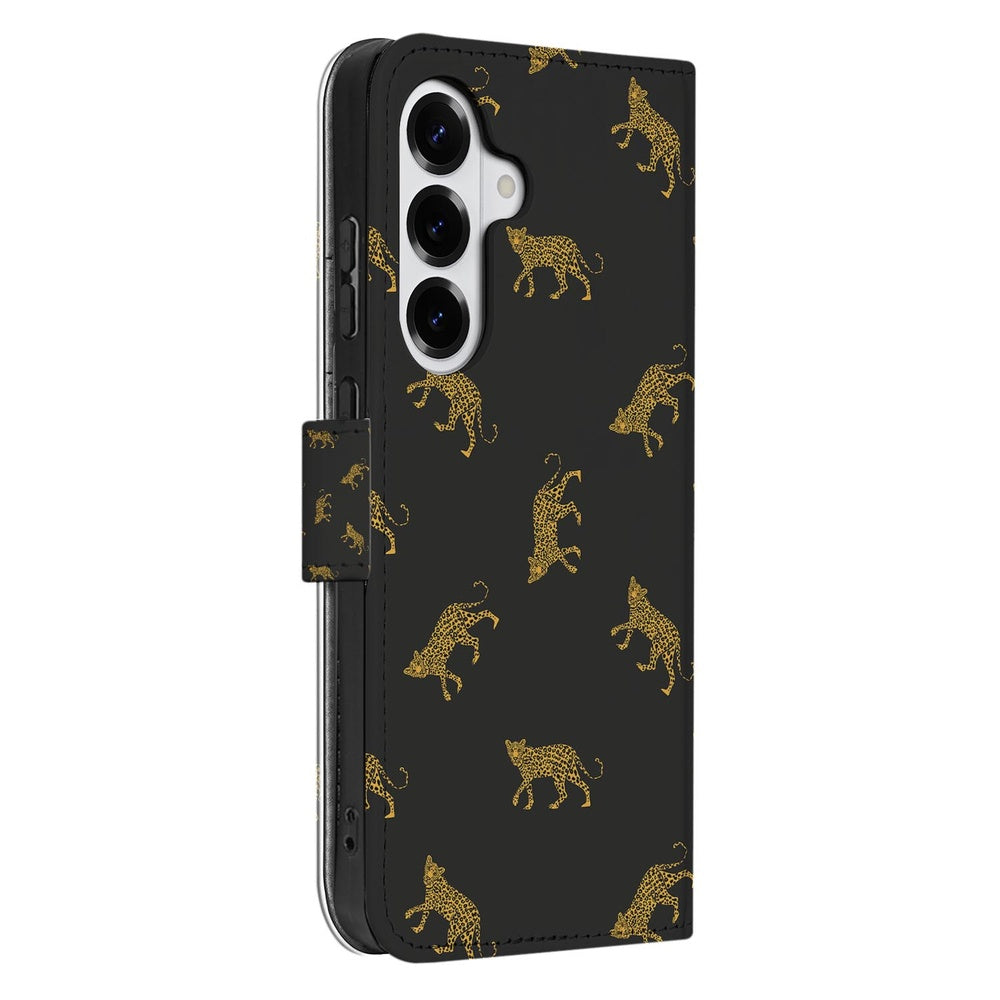 Samsung Galaxy S26 Plus Telefoonhoesje Met Pasjes Luipaardprint Zijkant.