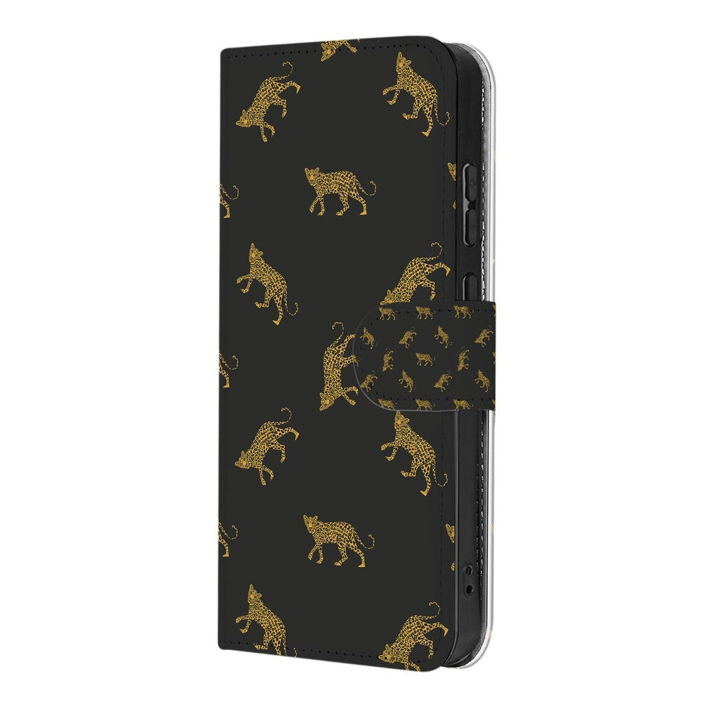 Samsung Galaxy S26 Plus Telefoonhoesje Met Pasjes Luipaardprint Aanzicht zij. 