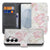 Samsung Galaxy S26 Plus Bookcase Hoesje Lovely Flowers Roze Wit bloemenprint kunstleer open en gesloten aanzicht.