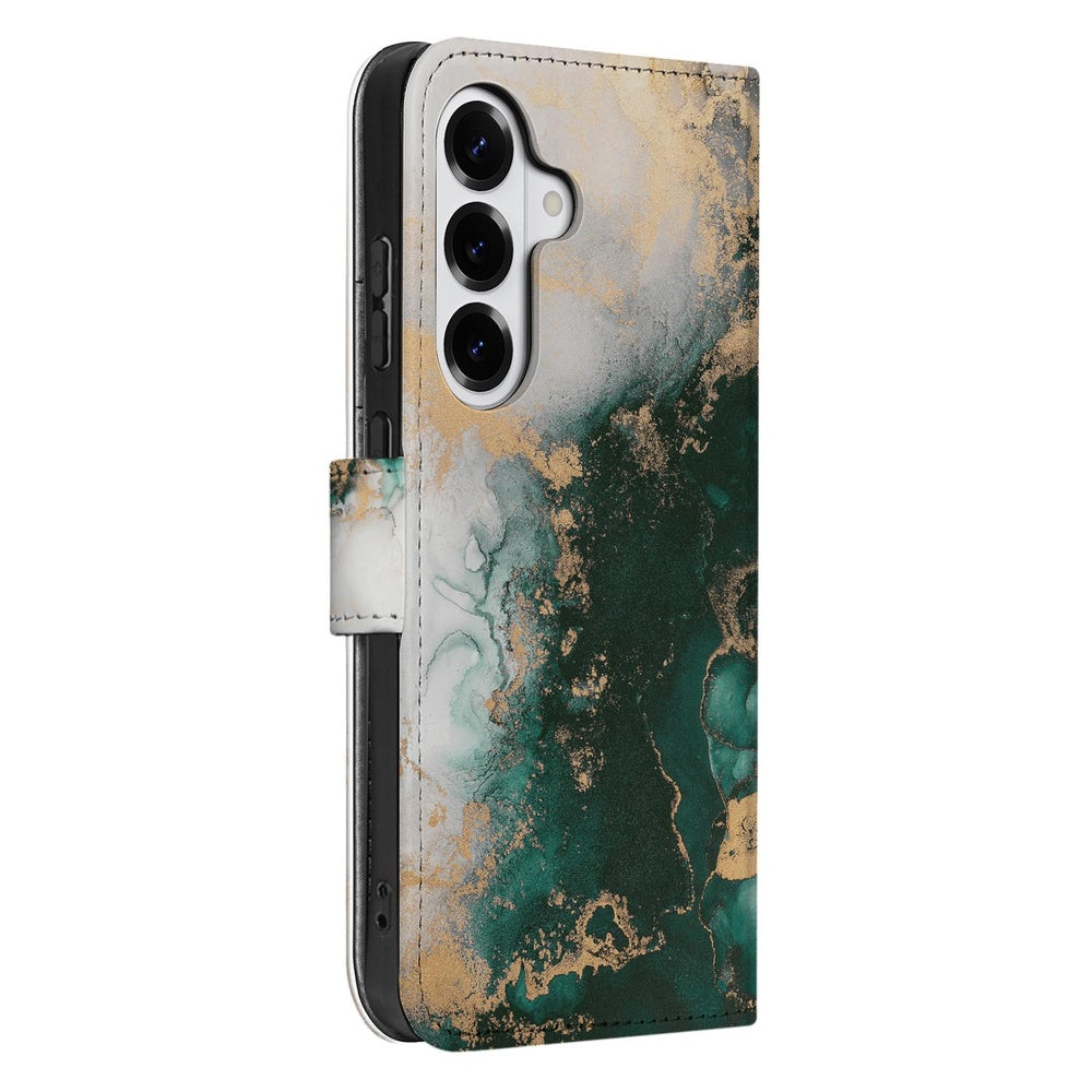 Samsung Galaxy S26 Plus Bookcase Marmer Groen Aanzicht zijkant.