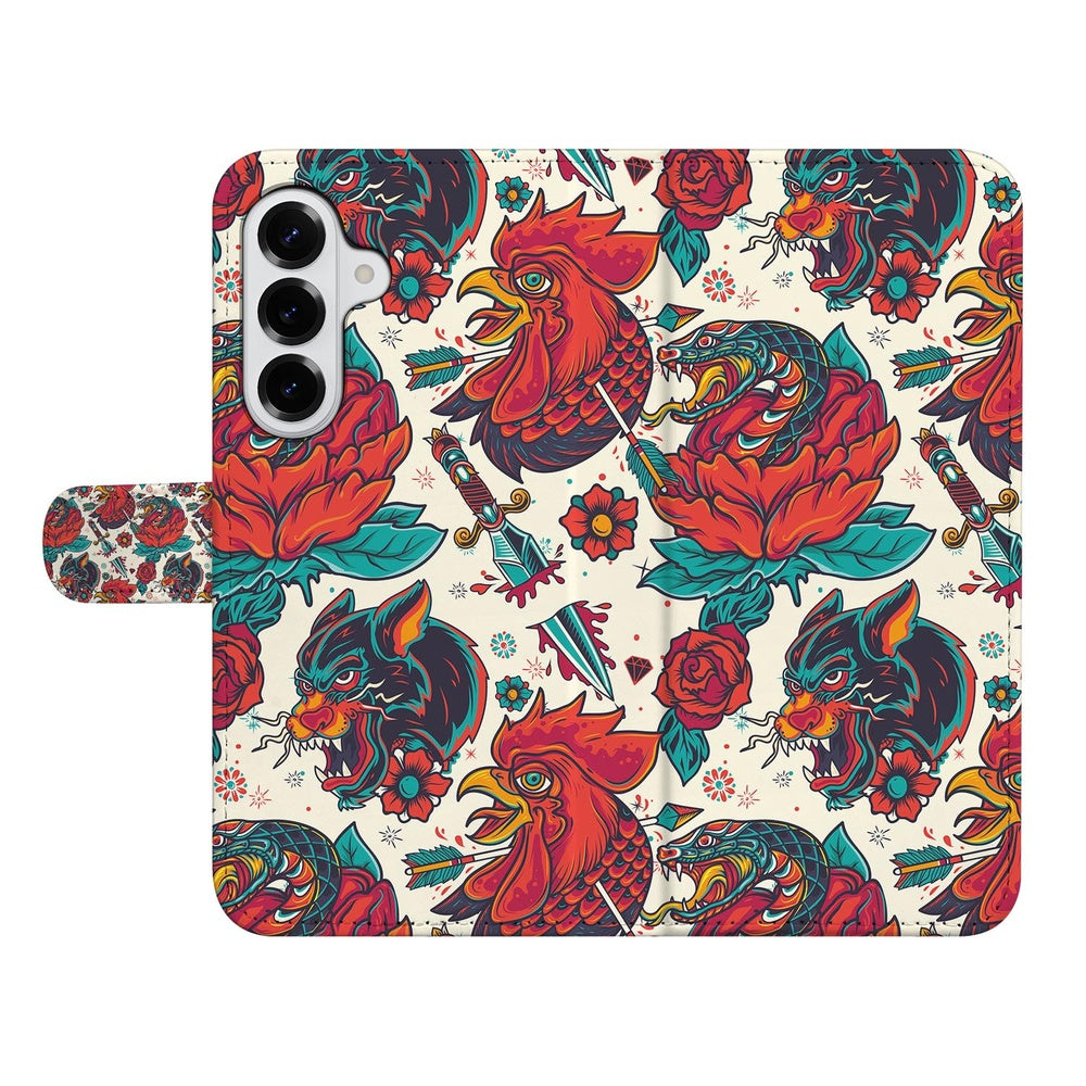 Samsung Galaxy S26 Plus Telefoonhoesje Old Skool tattoo print kleuren vooraanzicht.