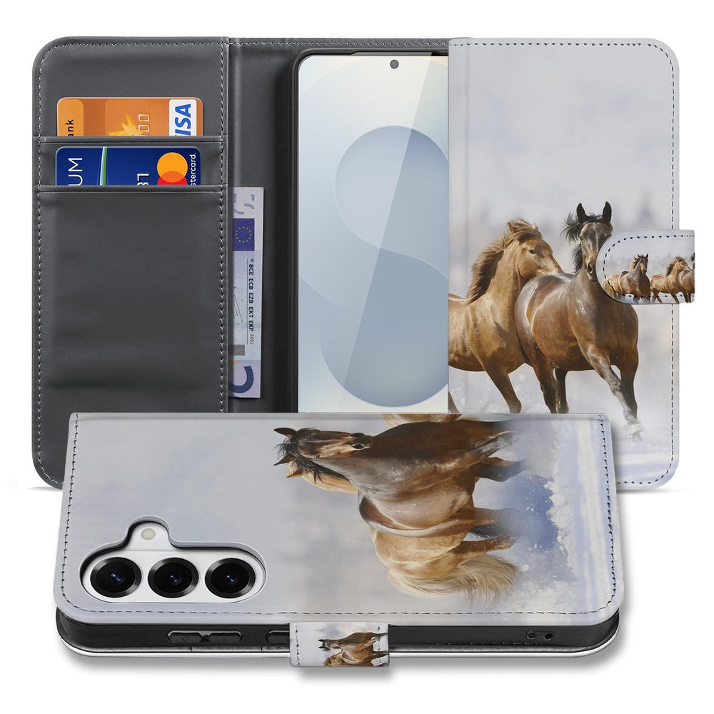 Samsung Galaxy S26 Plus Book Case Paarden Motief binnenkant met paardenprint en houder.