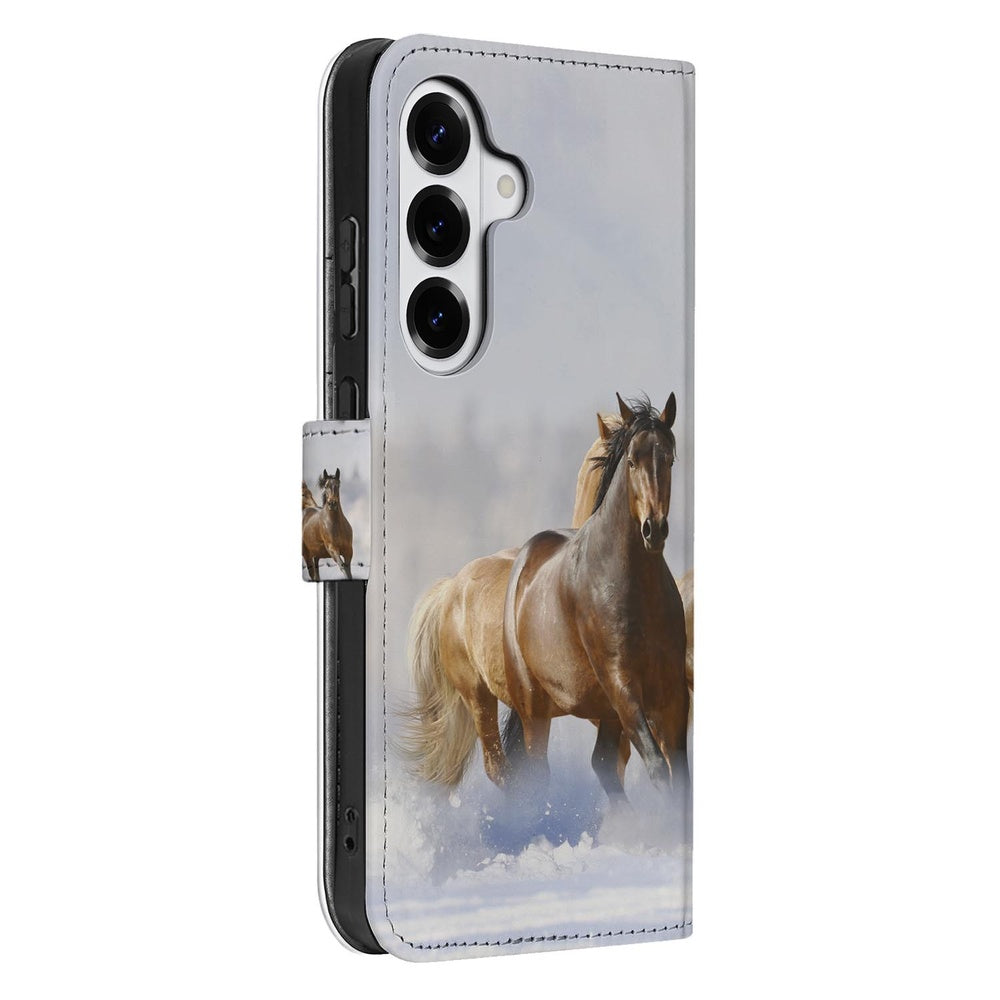 Samsung Galaxy S26 Plus Book Case Paarden Motief paardenprint zijaanzicht.