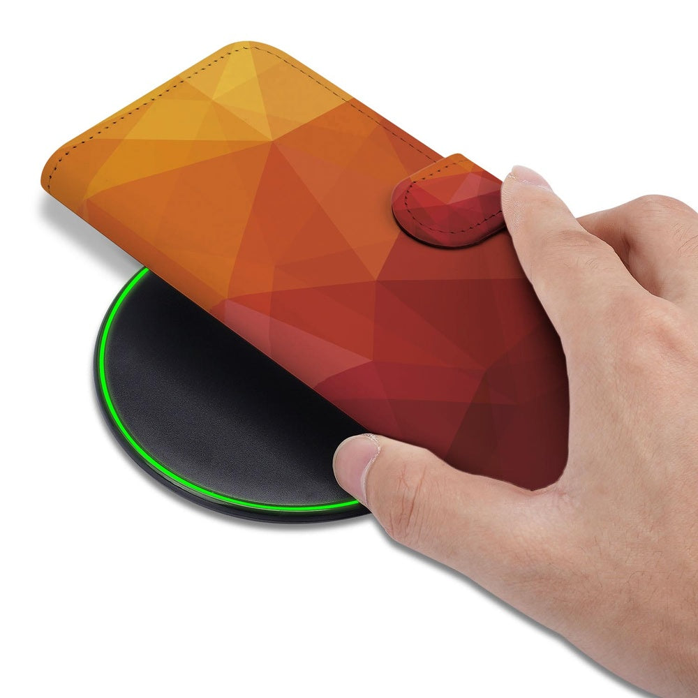 Samsung Galaxy S26 Plus Book Case Polygon Rood hand smartphone opladeplaats.