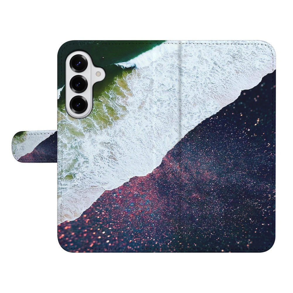 Samsung Galaxy S26 Plus Book Case Sea in Space paars-wit design aanzicht.