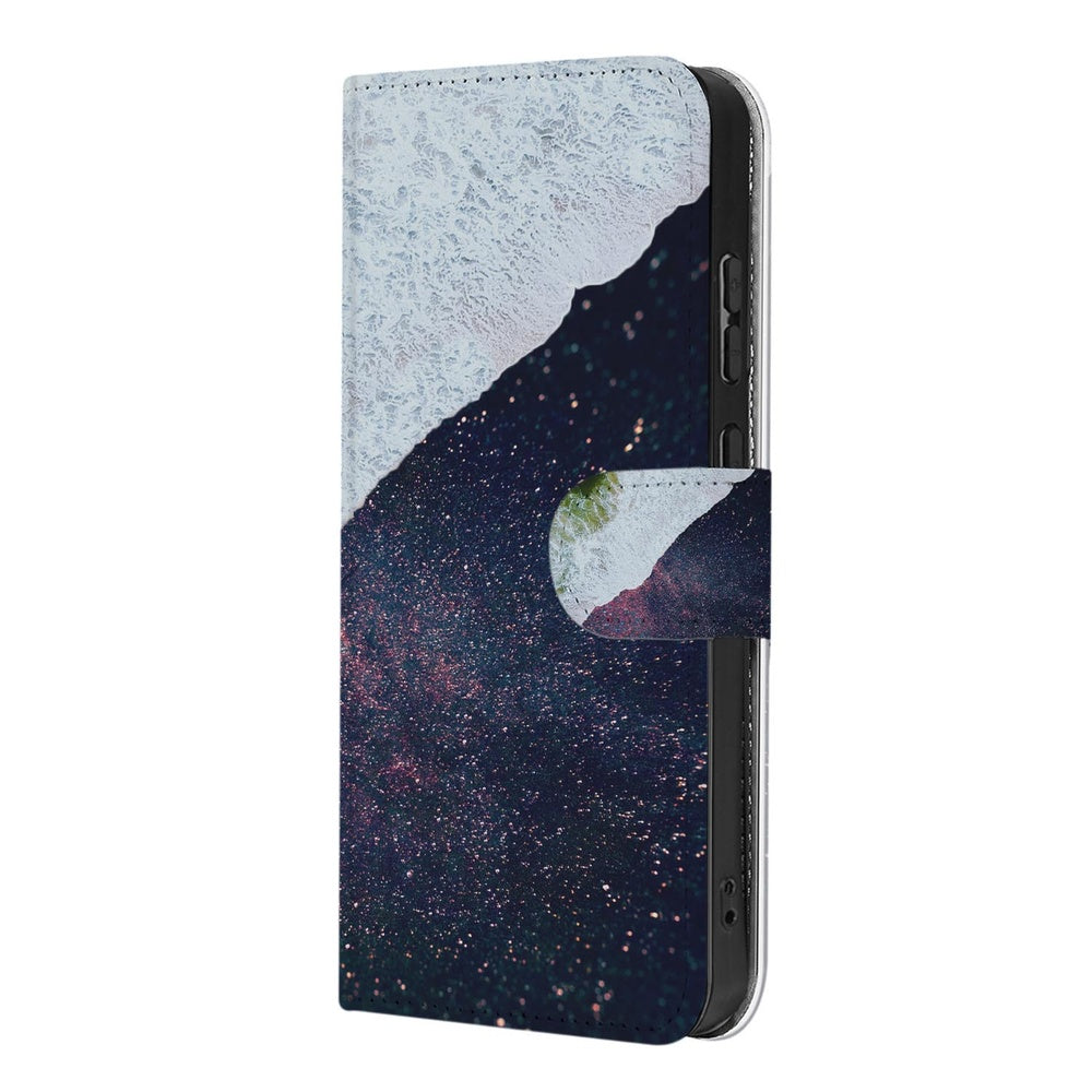 Samsung Galaxy S26 Plus Book Case Sea in Space paars-wit design zijde-aanzicht.