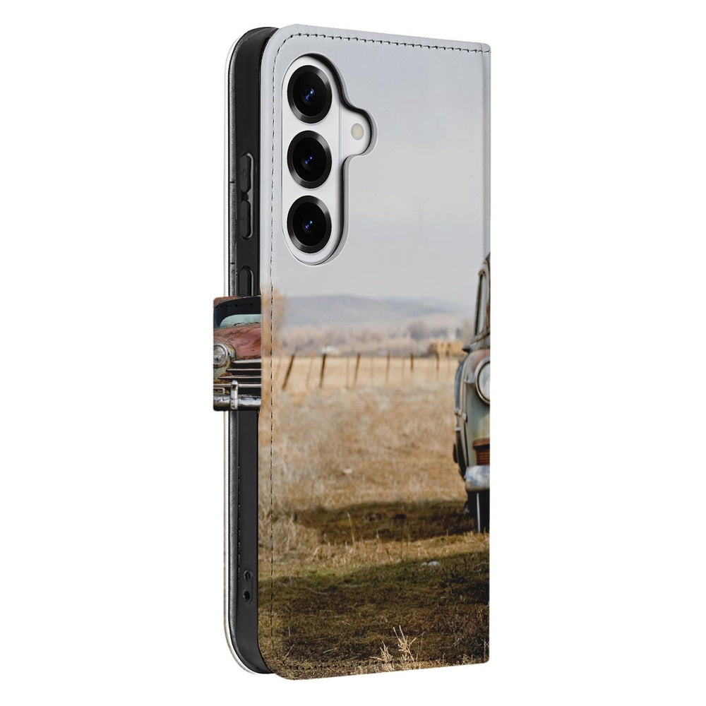 Samsung Galaxy S26 Plus Vintage Auto book case vintage auto detail zijkant.