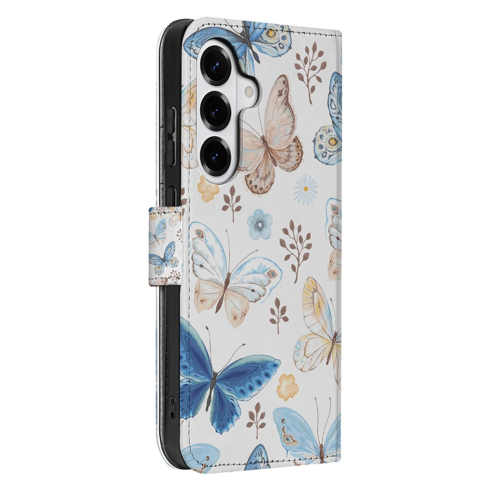 Samsung Galaxy S26 Plus Vlinder Wallet Hoesje Vlinderprint kunstleer zijaanzicht.