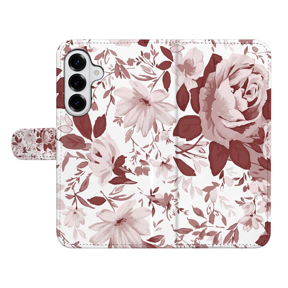 Samsung Galaxy S26 Plus Book Case Watercolor Flowers bovenaanzicht.