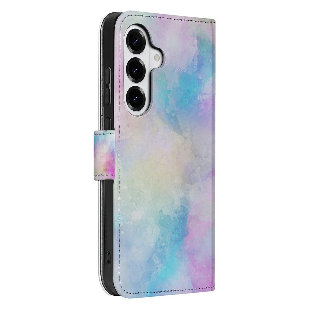 Samsung Galaxy S26 Plus Bookcase Hoesje Watercolor Light pastel print zijaanzicht.