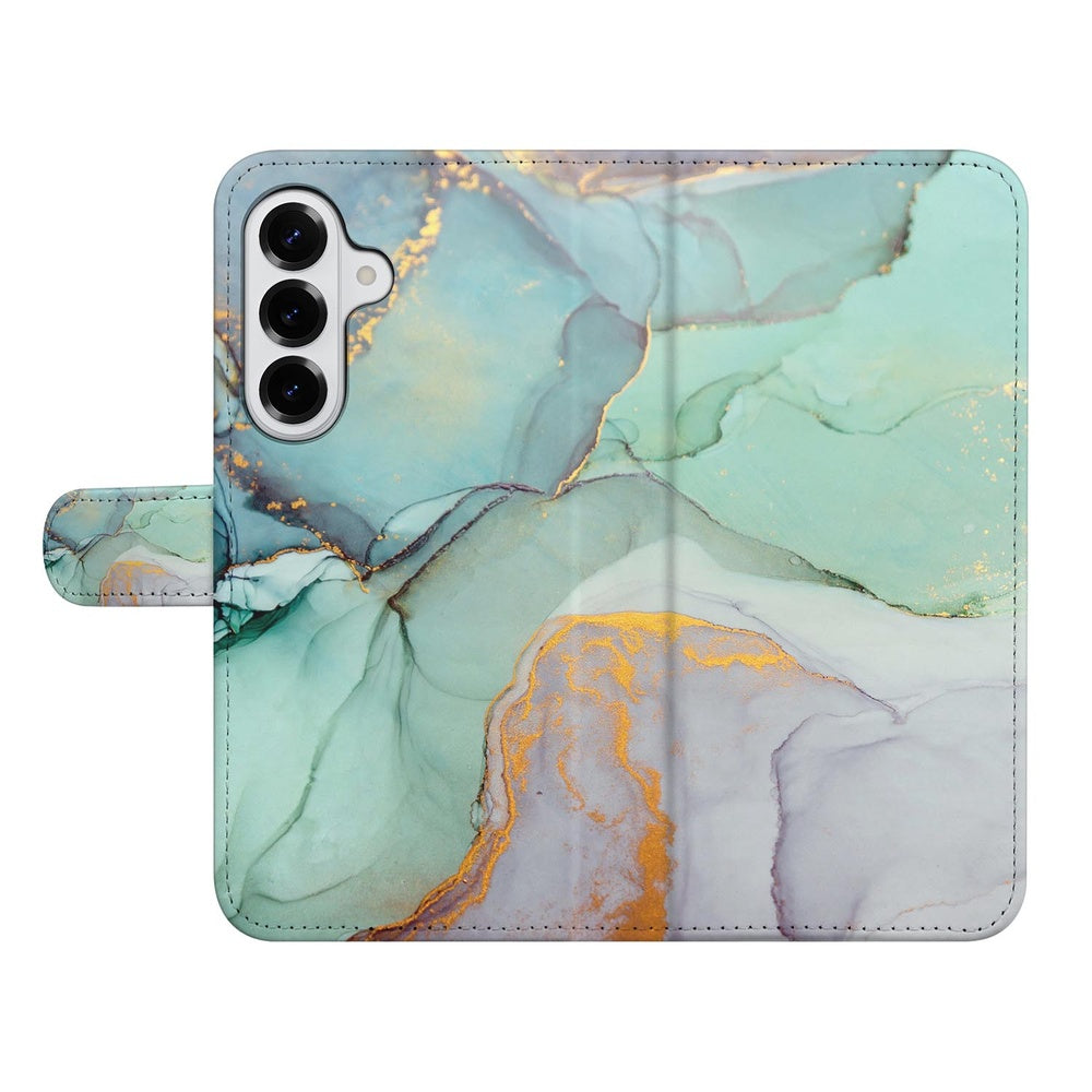 Samsung Galaxy S26 Plus Hoesje Watercolor Mix aquarel design met gouden accenten frontaanzicht.