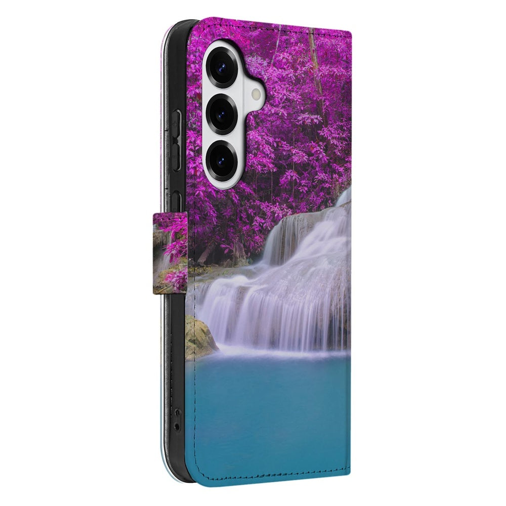 Samsung Galaxy S26 Plus Portemonnee Hoesje Waterval Paars Zijkant.