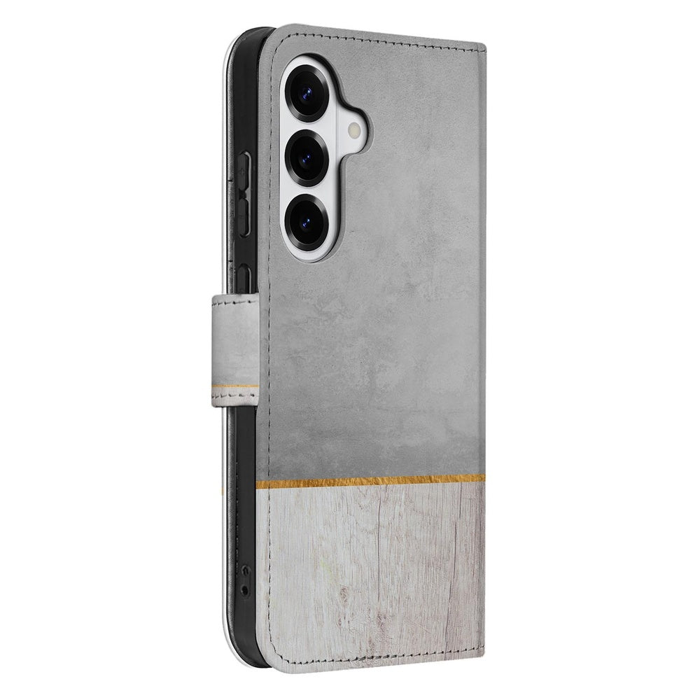 Samsung Galaxy S26 Plus Book Case Wood Concrete Zijkant.