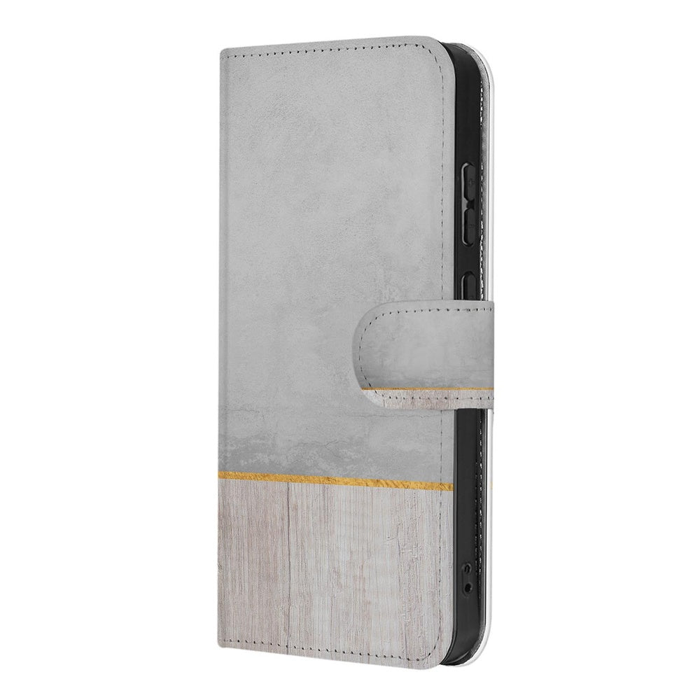 Samsung Galaxy S26 Plus Book Case Wood Concrete zijaanzicht.