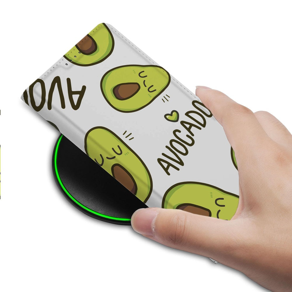 Samsung Galaxy S26 Plus Standcase Hoesje Avocado Singing detail hand en wirelesse oplader.
