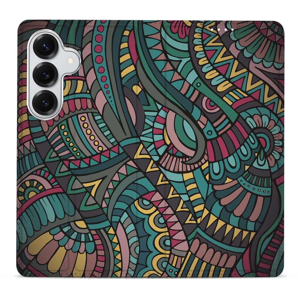 Samsung Galaxy S26+ Smart Cover Hoesje Aztec Aztec patroon full-cover aanzicht.