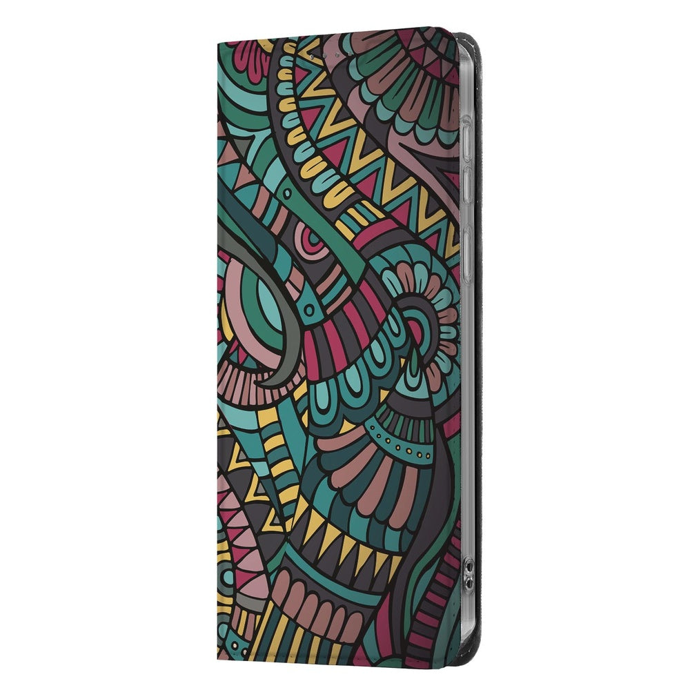 Samsung Galaxy S26+ Smart Cover Hoesje Aztec retro-Aztec patroon voorkant.