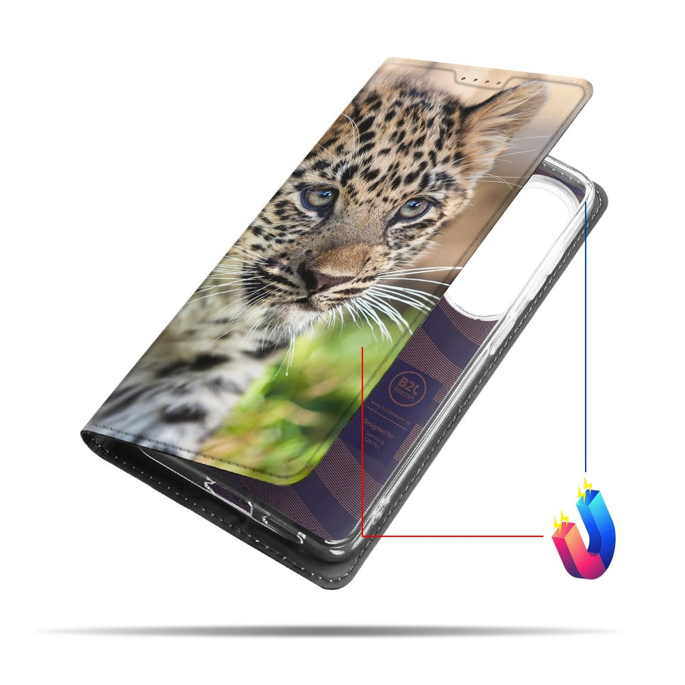 Samsung Galaxy S26 Plus Book Case Baby Luipaard luipaarddesign vooraanzicht.