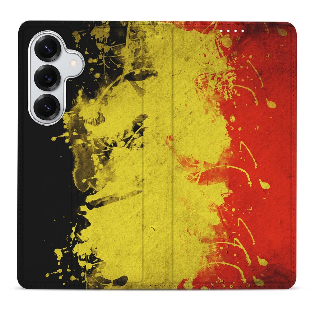 Samsung Galaxy S26 Plus Bookcase Belgie Belgische vlagkleuren voorkant.