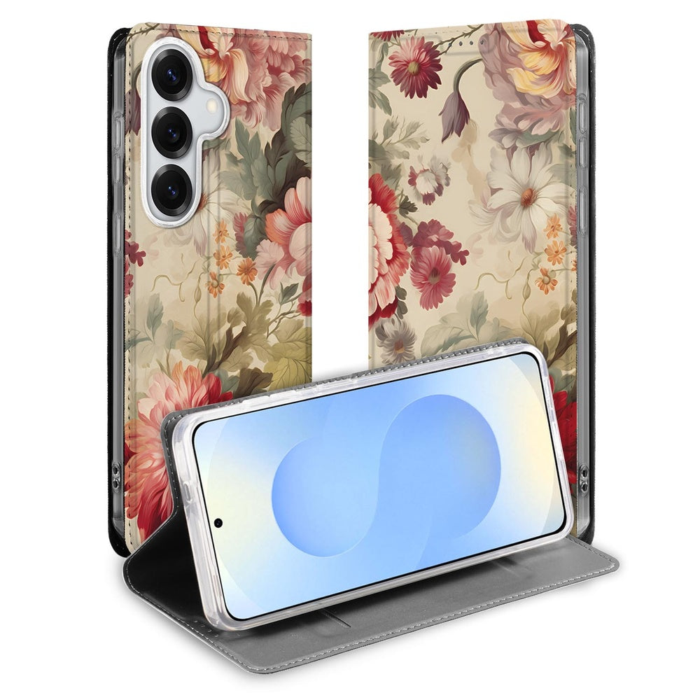 Samsung Galaxy S26 Plus Book Case Bloemen Bloemen print vooraanzicht.