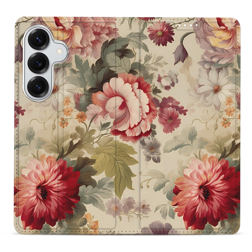 Samsung Galaxy S26 Plus Book Case Bloemen Bloemenprint Vooraanzicht.