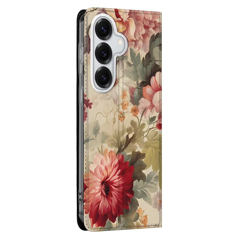 Samsung Galaxy S26 Plus Book Case Bloemen Bloemen ontwerp Vooraanzicht.