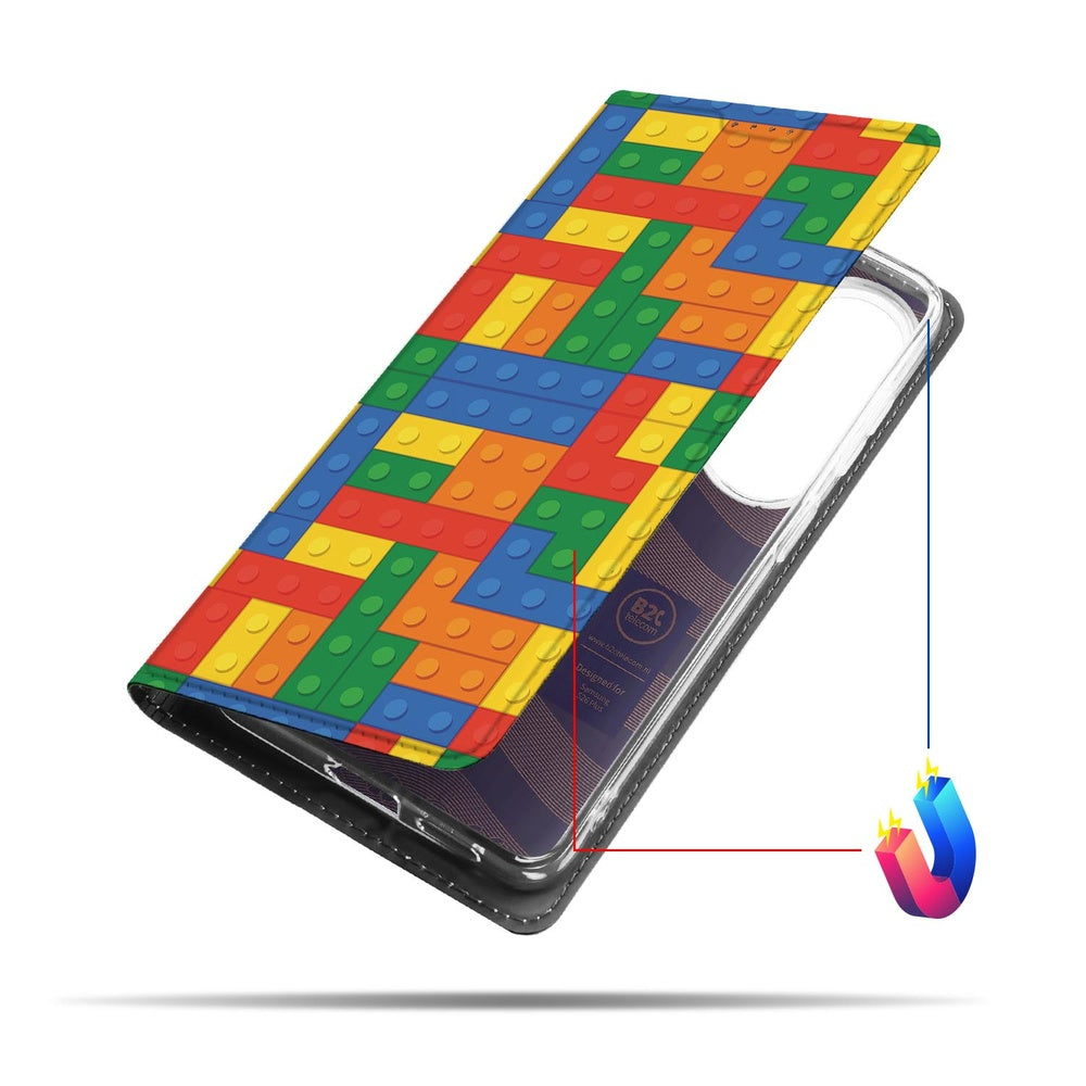 Samsung Galaxy S26+ Book Cover Blokken blokkenprint zijaanzicht.